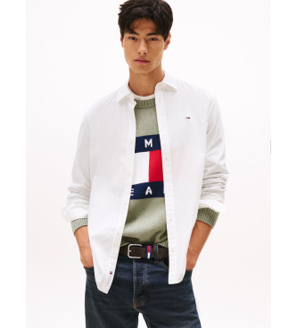 Tommy Jeans para hombre. DM0DM22026 Camisa de popelín con logo bordado blanco (XL), Casual, Algodón, Manga larga