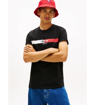 Tommy Jeans para hombre. DM0DM22539 Camiseta Signature negro (L), Algodón, Manga corta