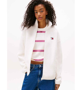 Tommy Jeans para mujer. DW0DW21596 Chaqueta Peluche blanco (S), Casual, Poliéster Reciclado, Sostenible