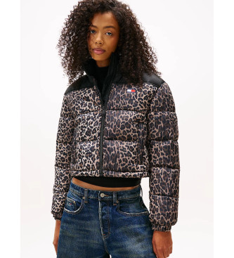 Tommy Jeans para mujer. DW0DW21967 Chaqueta Puffer (XS), Beige, Casual, Animal print, Poliéster