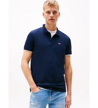 Tommy Jeans para hombre. DM0DM20676 Polo de corte slim con parche con logo marino (M), Casual, Algodón, Manga corta