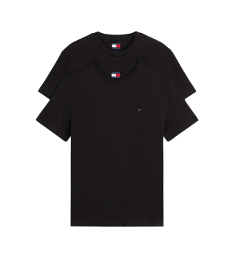Tommy Jeans para hombre. DM0DM20687 Set de 2 camisetas de punto extra slim negro (L), Casual, Algodón, Manga corta