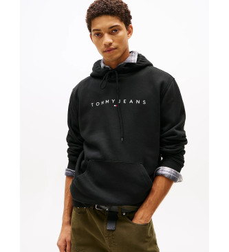 Tommy Jeans para hombre. DM0DM20746 Sudadera con capucha y bolsillo canguro negro (L), Casual, Algodón Orgánico, Sostenible