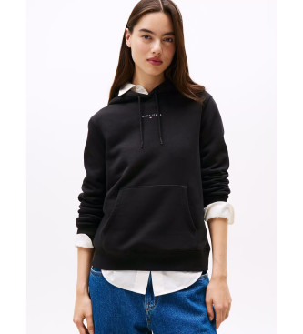 Tommy Jeans para mujer. DW0DW21963 Sudadera con capucha y logo lineal negro (S), Casual, Algodón