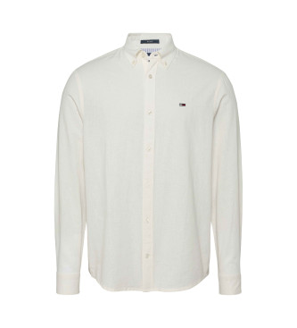 Tommy Jeans para hombre. DM0DM20875 Camisa de manga larga Reg linen blanco roto (S), Casual, Algodón Orgánico, Sostenible