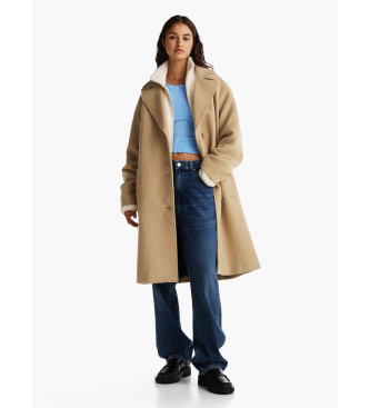Abrigo Lana beige (L), Casual, Poliéster Reciclado, Sostenible, Tommy Jeans outlet 2024.
