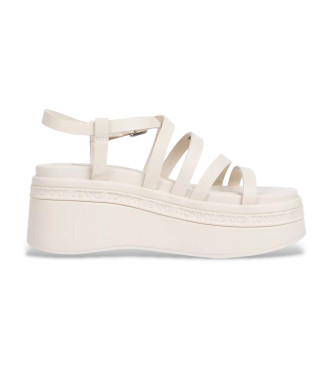 Tommy Jeans para mujer. EN0EN02756 Sandalias Wedgy Strappy beige (37), Piel, 5 a 8cm, Hebilla, Casual