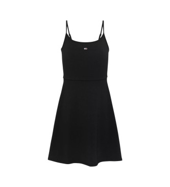 Tommy Jeans para mujer. DW0DW21354 Vestido mini slim de tirantes finos negro (XS), Casual, Algodón, Sin mangas / Tirantes