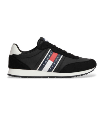 Tommy Jeans para hombre. EM0EM01709 Zapatillas con logo y mezcla de texturas negro (44), Plano, Cordones, Casual