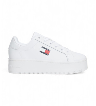 Tommy Jeans para mujer. EN0EN02518 Zapatillas de piel con plataforma blanco (40), 3 a 5cm, Cordones, Casual