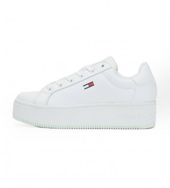 Tommy Jeans para mujer. EN0EN02043 Zapatillas de piel Essential blanco (40), 3 a 5cm, Cordones, Casual, Sostenible