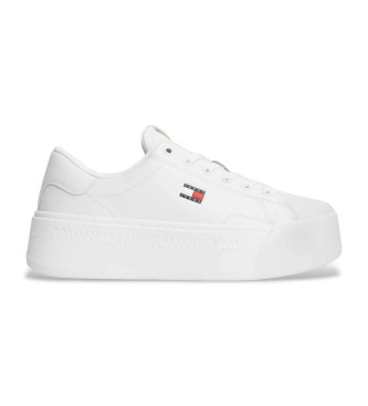 Tommy Jeans para mujer. EN0EN02961 Zapatillas de piel Low Top Jet Max blanco (37), Plano, Cordones, Casual