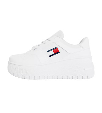 Tommy Jeans para mulher. Sapatilhas de couro Retro Basket brancas