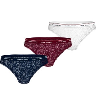 Tommy Hilfiger para mujer. UW0UW04897 Set de 3 bragas Bikini Lace marino, granate, blanco (L), Homewear