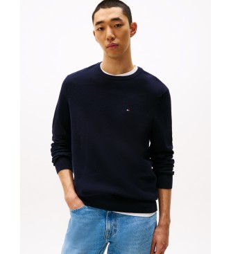 Tommy Hilfiger para hombre. MW0MW36347 Jersey texturizado con logo bordado marino (XL), Casual, Algodón