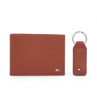 Tommy Hilfiger para hombre. AM0AM07931 Set de regalo con cartera y llavero de piel marrón (OSFA), Casual