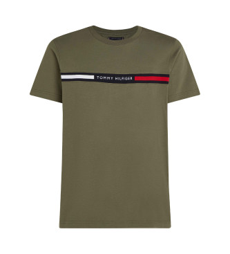 Tommy Hilfiger para hombre. MW0MW36498 Camiseta Chest Insert verde (S), Casual, Algodón, Manga corta