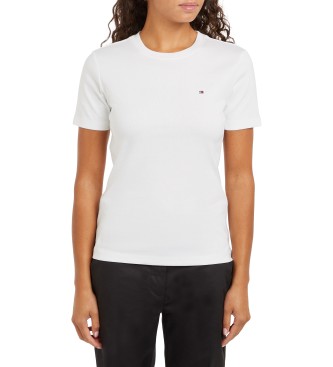 Tommy Hilfiger para mujer. WW0WW40587 Camiseta New Slim Cody blanco (M), Casual, Algodón, Manga corta