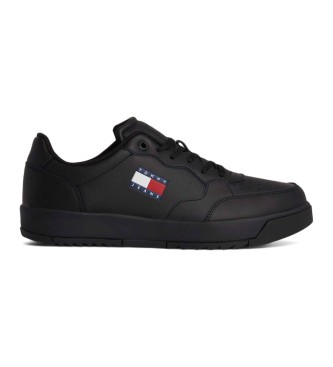 Tommy Hilfiger para hombre. EM0EM01397 Zapatillas de piel con media suela dentada negro (46), Plano, Cordones, Casual