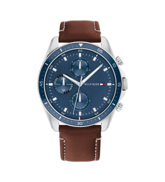 Tommy Hilfiger para hombre. 1791837 Reloj Analógico con correa de piel Acero azul (OSFA), Casual