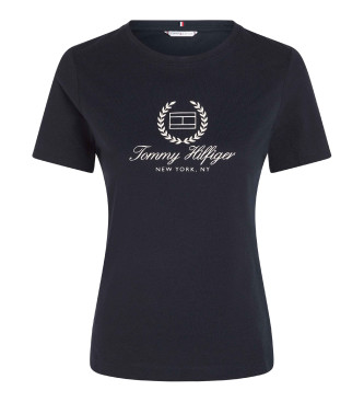 Tommy Hilfigervoor vrouwen. WW0WW41761 Slim fit t-shirt met marine logo (M), Casual, Katoen, Korte mouwen, Marineblauw