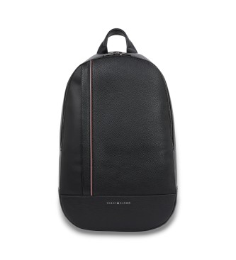 Tommy Hilfiger para hombre. AM0AM13629 Mochila con logo metálico y acabado granulado negro (OSFA), Casual, Poliuretano