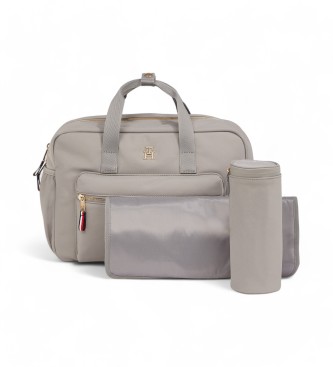Tommy Hilfiger Unisex für Kinder. AU0AU01841 Graue Wickeltasche mit Monogramm (OSFA), Lässig, Polyester, Recyceltes Polyester, Nachhaltig, K
