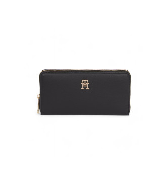 Tommy Hilfiger para mujer. AW0AW16927 Monedero Soft Logotape negro (OSFA), Casual, Poliéster Reciclado, Sostenible