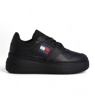 Tommy Hilfiger para mujer. EN0EN02506 Zapatillas retro de piel con plataforma negro (40), 3 a 5cm, Cordones, Casual