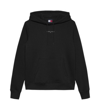 Tommy Jeans para mujer. DW0DW21963 Sudadera con capucha y logo lineal negro (XS), Casual, Algodón