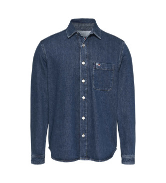 Tommy Jeans para hombre. DM0DM21859 Camisa Regular azul (XXL), Casual, Manga larga, Algodón Orgánico, Sostenible