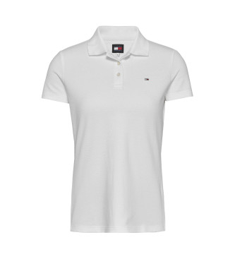 Tommy Jeans para mujer. DW0DW20160 Polo Slim Essential blanco crudo (S), Casual, Manga corta, Algodón Orgánico, Sostenible