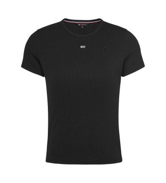 Tommy Jeans para mujer. DW0DW17383 Camiseta Slim Essential negro (S), Casual, Manga corta, Algodón Orgánico, Sostenible