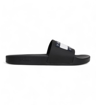 Tommy Hilfiger para hombre. EM0EM01191 Chancas con logo en relieve negro (46), Plano, Ninguno, Casual, Beachwear