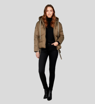 Twinset para mulher. 252TT2060 Casaco de penas dourado (38), Ouro, Casual, Poliéster