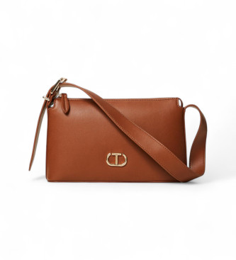 Twinset para mujer. 252TB7023 Bolso bandolera con logotipo marrón (OSFA), Casual, Poliuretano