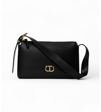 Twinset para mujer. 252TB7023 Bolso bandolera con logotipo negro (OSFA), Casual, Poliuretano