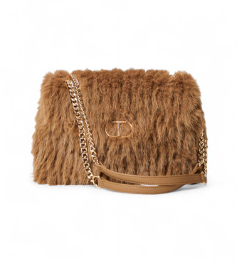 Twinset para mujer. 252TD8230 Bolso bandolera Dreamy de pelo sintético marrón (OSFA), Casual, Poliuretano