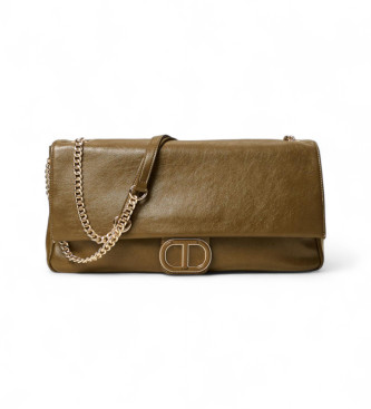 Twinset para mujer. 252TD8120 Bolso bandolera suave con Oval T verde (OSFA), Casual, Fiesta, Poliuretano