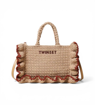 Virka shopperväska med beige logotyp