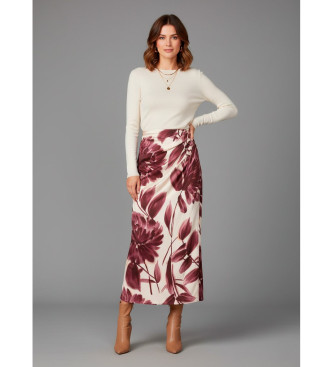 Twinset para mulher. 252TP2702 Saia com estampado floral cor-de-rosa (42), Casual, Viscoso