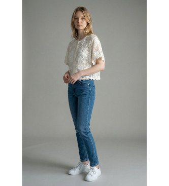 Twinset para mujer. 261TT3161 Top Giacchina blanco (L), Algodón, Manga corta