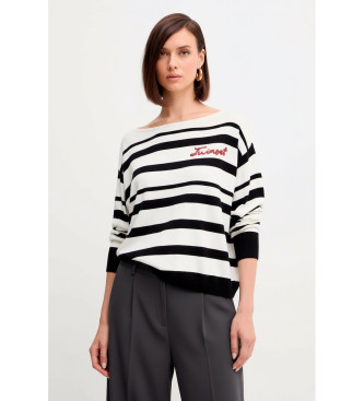 Twinset para mujer. 252TP3091 Jersey Barchetta negro, blanco (M), Casual, Algodón