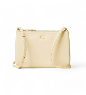 Minibolso doble con bandolera beige amarillento (OSFA), Casual, Amarillo, Poliéster