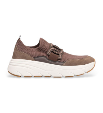 Twinset para mujer. 252TCP016 Zapatillas de running de tela con Oval T chocolate (39), Marrón, 3 a 5cm, Ninguno, Casual