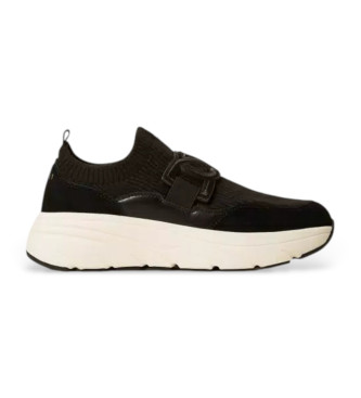 Twinset para mujer. 252TCP016 Zapatillas de running de tela con Oval T negro (38), 3 a 5cm, Ninguno, Casual