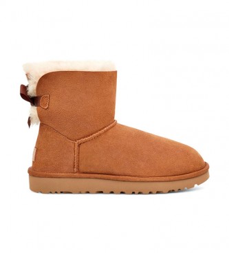 UGG para mujer. 1016501 Botines de piel W Mini Bailey Bow II camel (38), Marrón, Plano, Ninguno, Casual