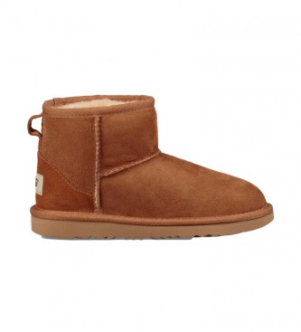 UGG para niña. 1017715K Botines de piel Classic Mini II marrón (35), Plano, Ante, Ninguno, Casual, moda infantil
