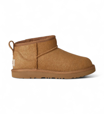UGG unisex para niños. 1171291K Botines de Piel Classic Ultra Mini Dazzle marrón (3USA=35), Plano, Ninguno, Casual, Homewear, moda infantil