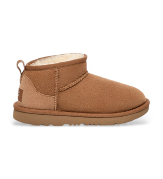 UGG para mujer/niña. 1130750K Botines de Piel Classic Ultra Mini marrón (32.5), Plano, Ninguno, Casual, Homewear, moda infantil